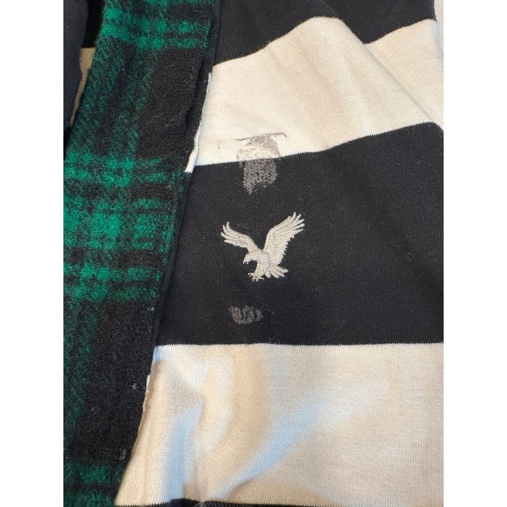 Sin Clarity Black & White Striped Shacket with Plaid Collar Upcycled - Picture 4 of 12
